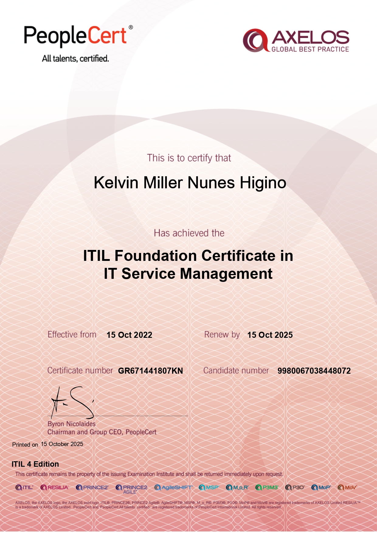 Certificado ITIL 4 Foundation